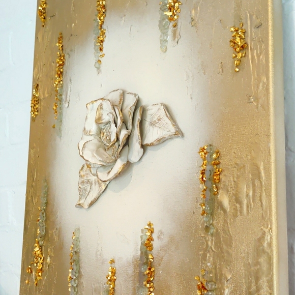 Original Polymer Clay Flower Gold Painting - Picture 4 of 6